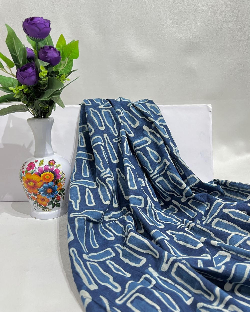 Hand Block Printed Cotton Indigo Blue Colour 44 Inches Width