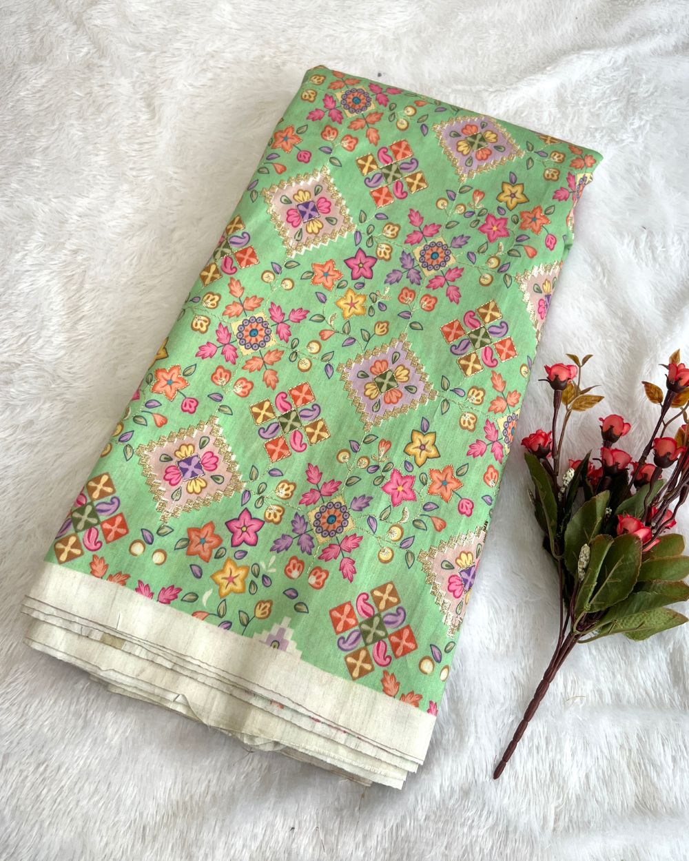 Mulberry Work Pista Colour 44 Inches Width