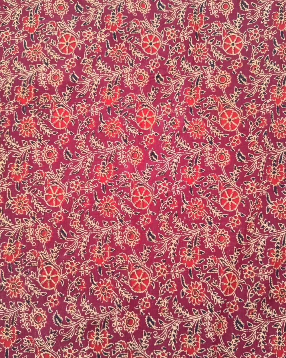 Ajrakh Cotton Natural Dye Block Printed Maroon Colour 44 Inches Width