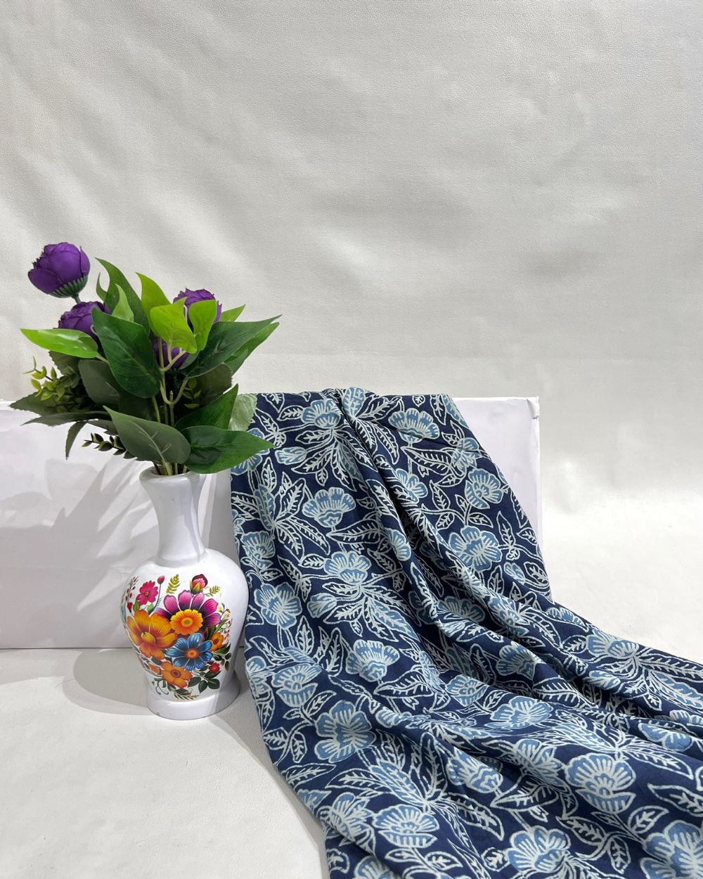 Hand Block Printed Cotton Indigo Blue Colour 44 Inches Width