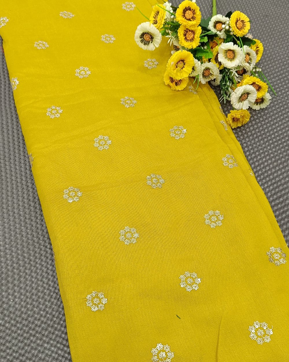 Jute Work Yellow Colour 42 Inches Width