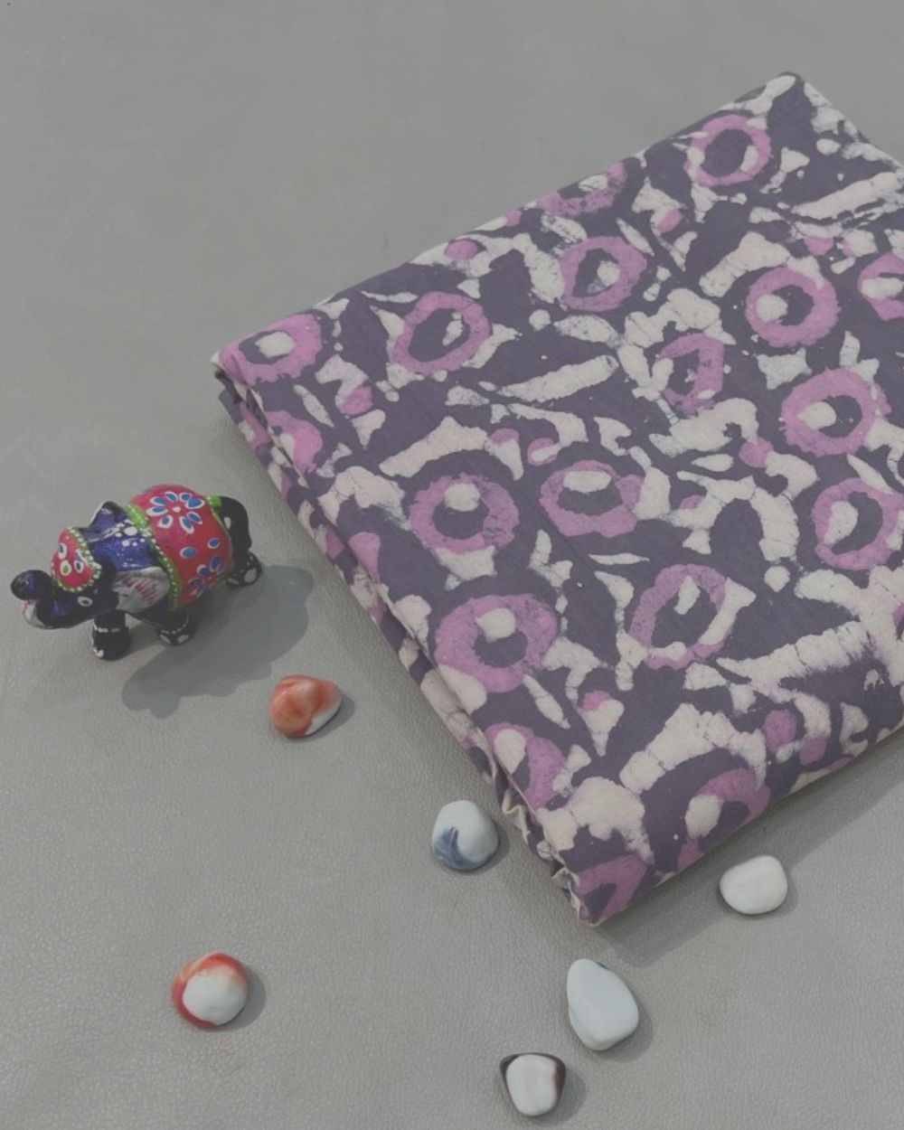 Cotton Dabu Hand Block Print Dusty Purple Colour 44 Inches Width