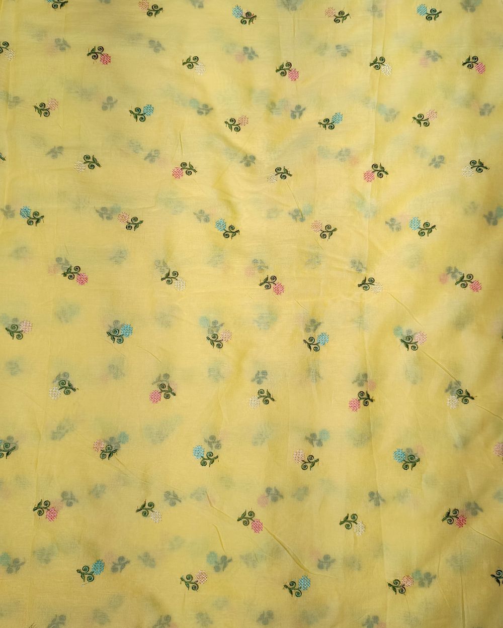 Mal Cotton with Thread Work Lemon Yellow Colour 40 Inches Width