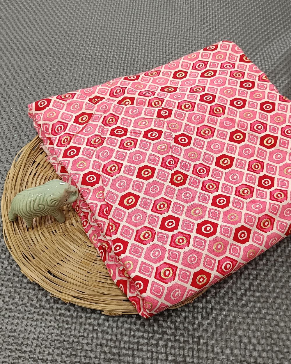 Rayon Foil Print Pink Colour 42 Inches Width
