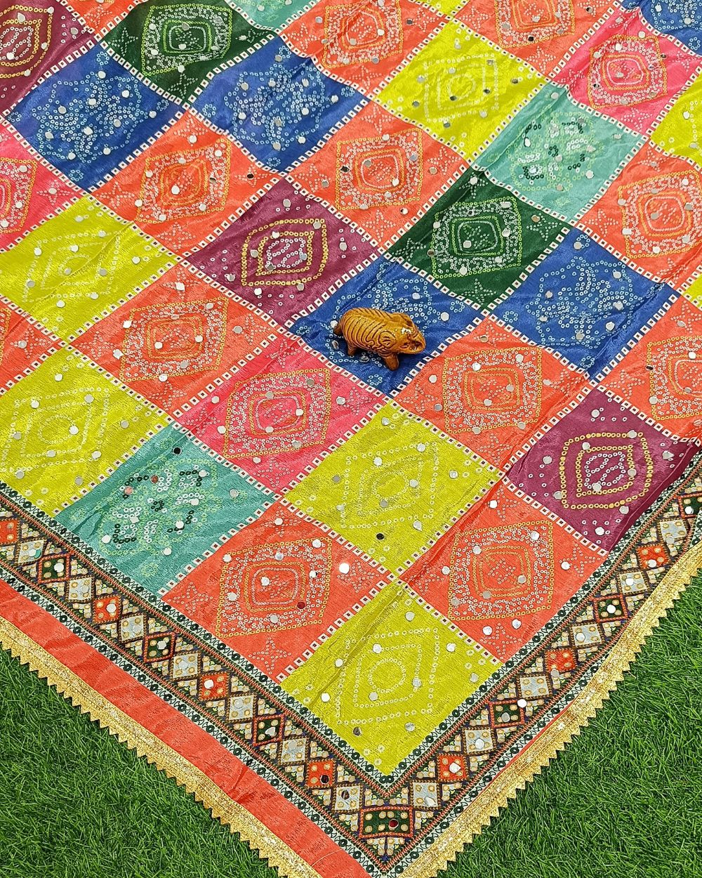 Abla Work Dupatta Chinnon Multicolor 40 Inches Width