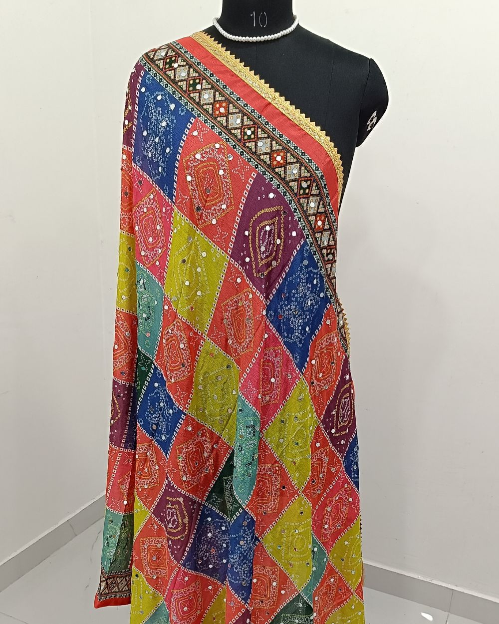 Abla Work Dupatta Chinnon Multicolor 40 Inches Width