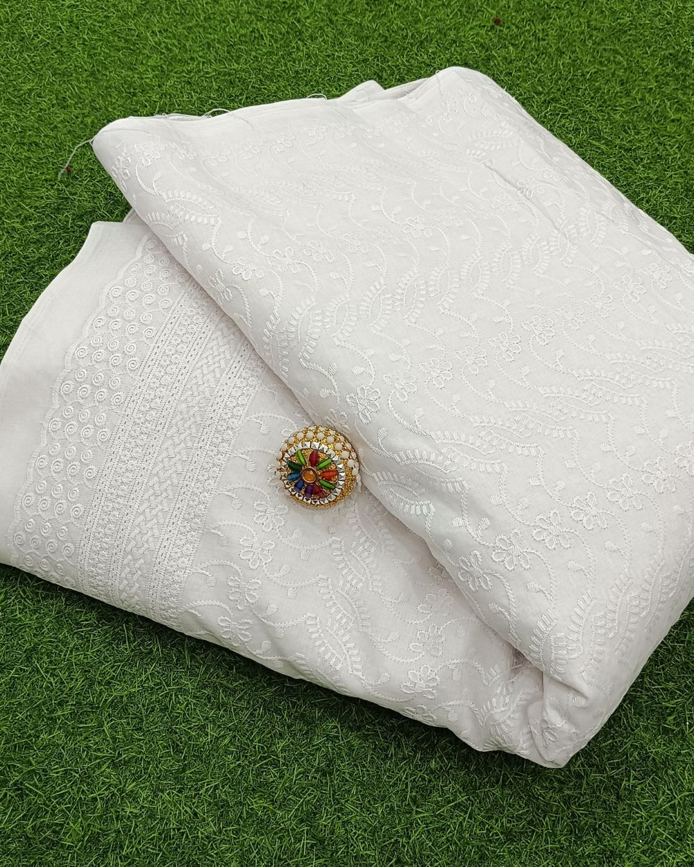 Chikankari Cotton With Border Work White Colour 40 Inches Width