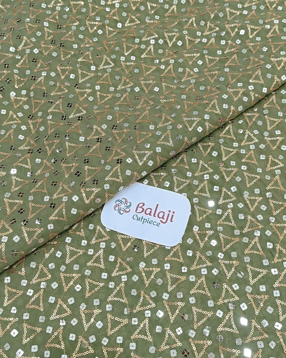 Georgette Work Pastel Mehandi Green Colour 45 Inches Width