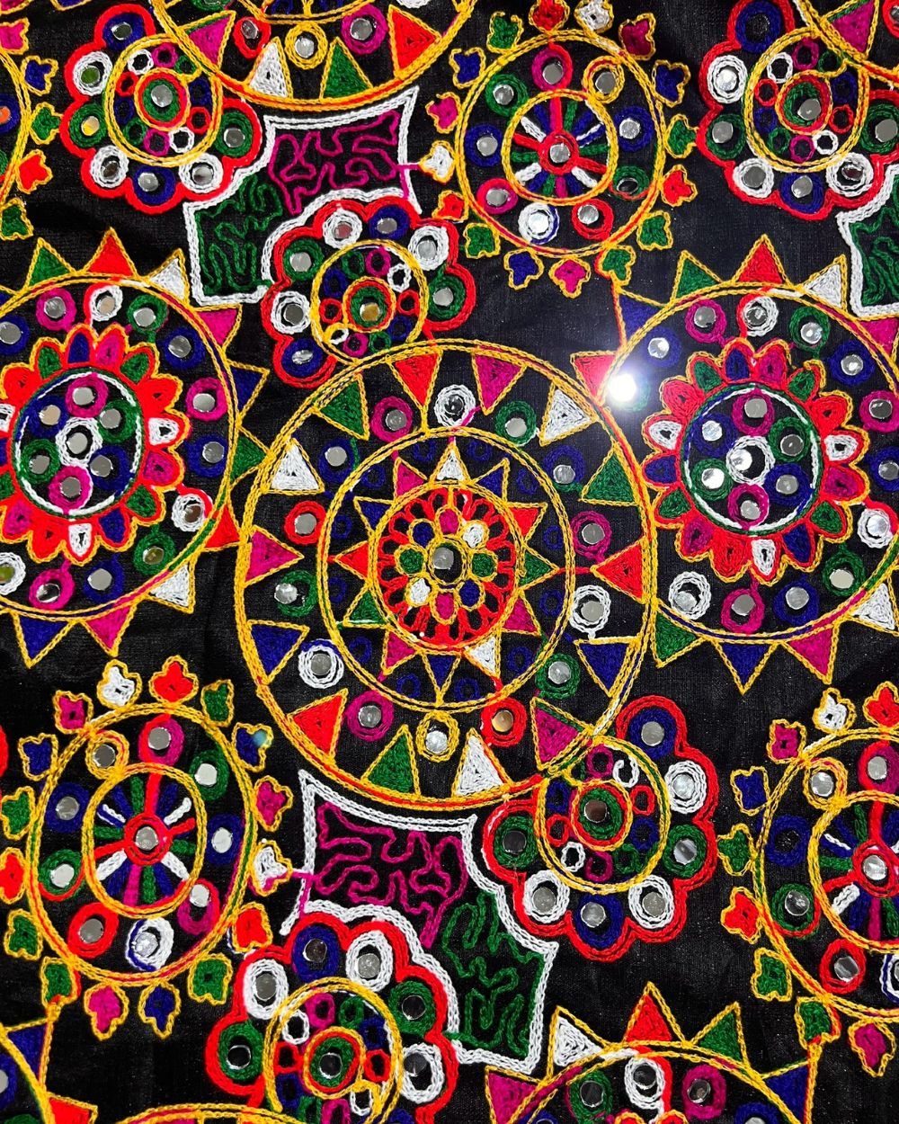 Mulberry Gamthi(Rajasthani) Work Black(Multicolor) 45 Inches Width