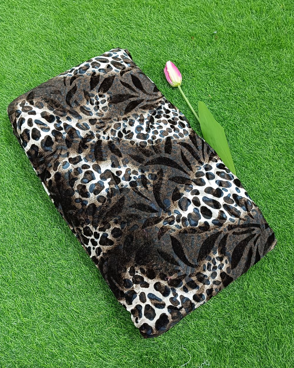 Velvet Print Coffee Colour 60 Inches Width