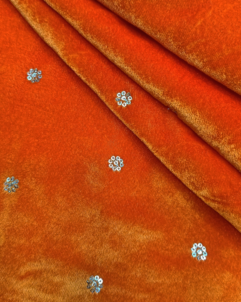 Velvet Work Orange Colour 45 Inches Width