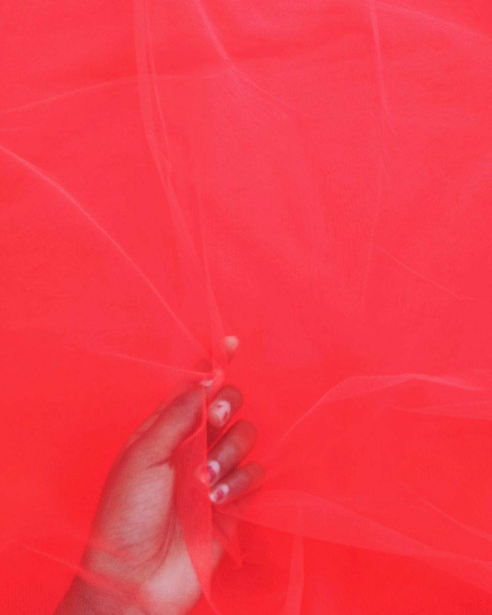 Plain Net-mono Scarlet Red Colour 44 Inches Width