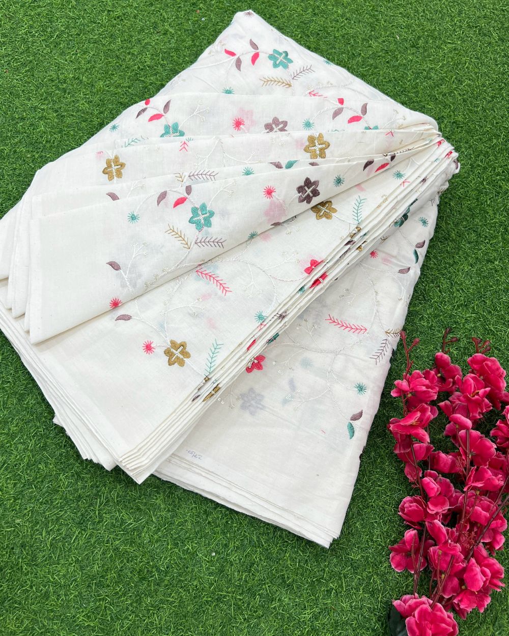 Kora Cotton Work Multicolor 45 Inches Width