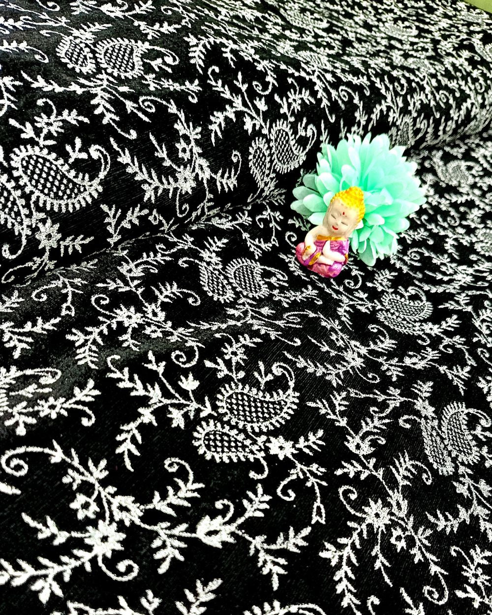 Velvet Sparkle Work Black Colour 45 Inches Width