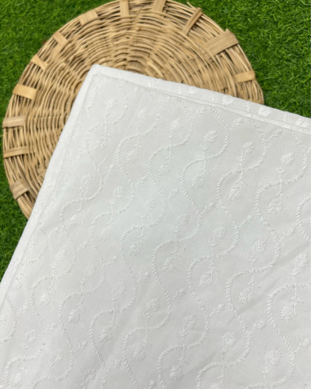 Chikankari Cotton With Border Work White Colour 44 Inches Width