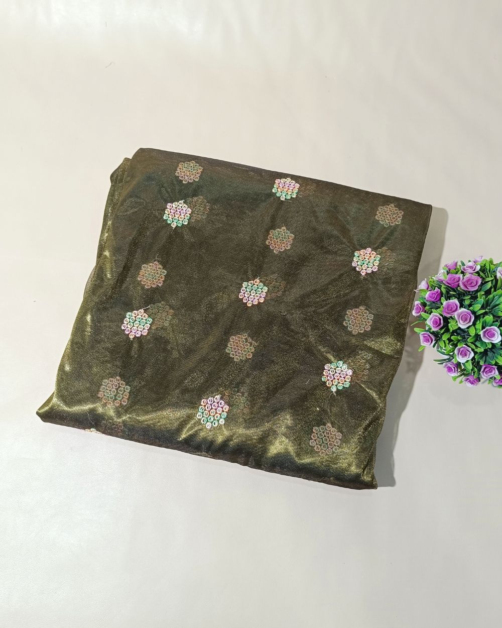 Twill Net Work Olive Green Colour 46 Inches Width