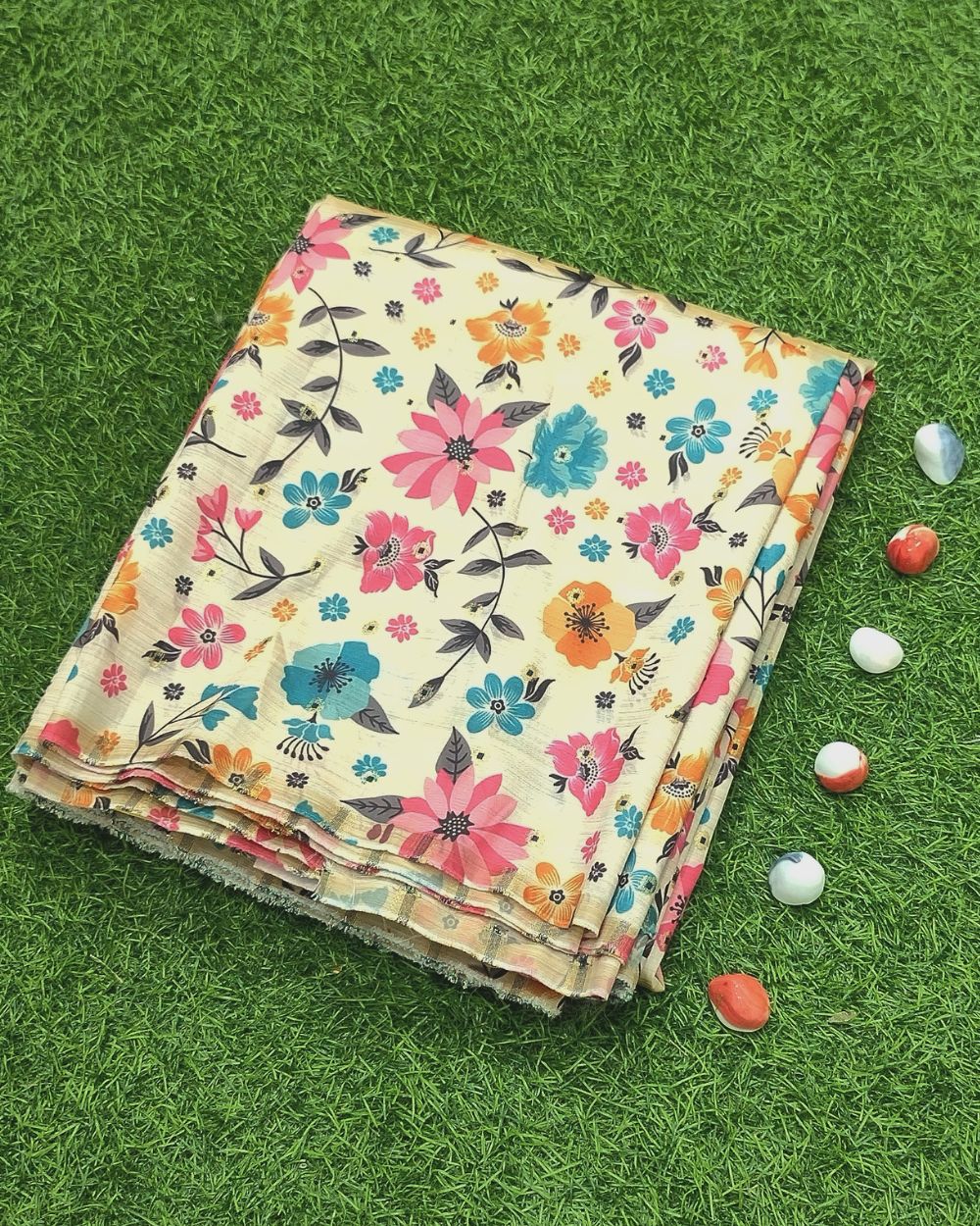 Printed Bamboo Silk Multicolor 54 Inches Width