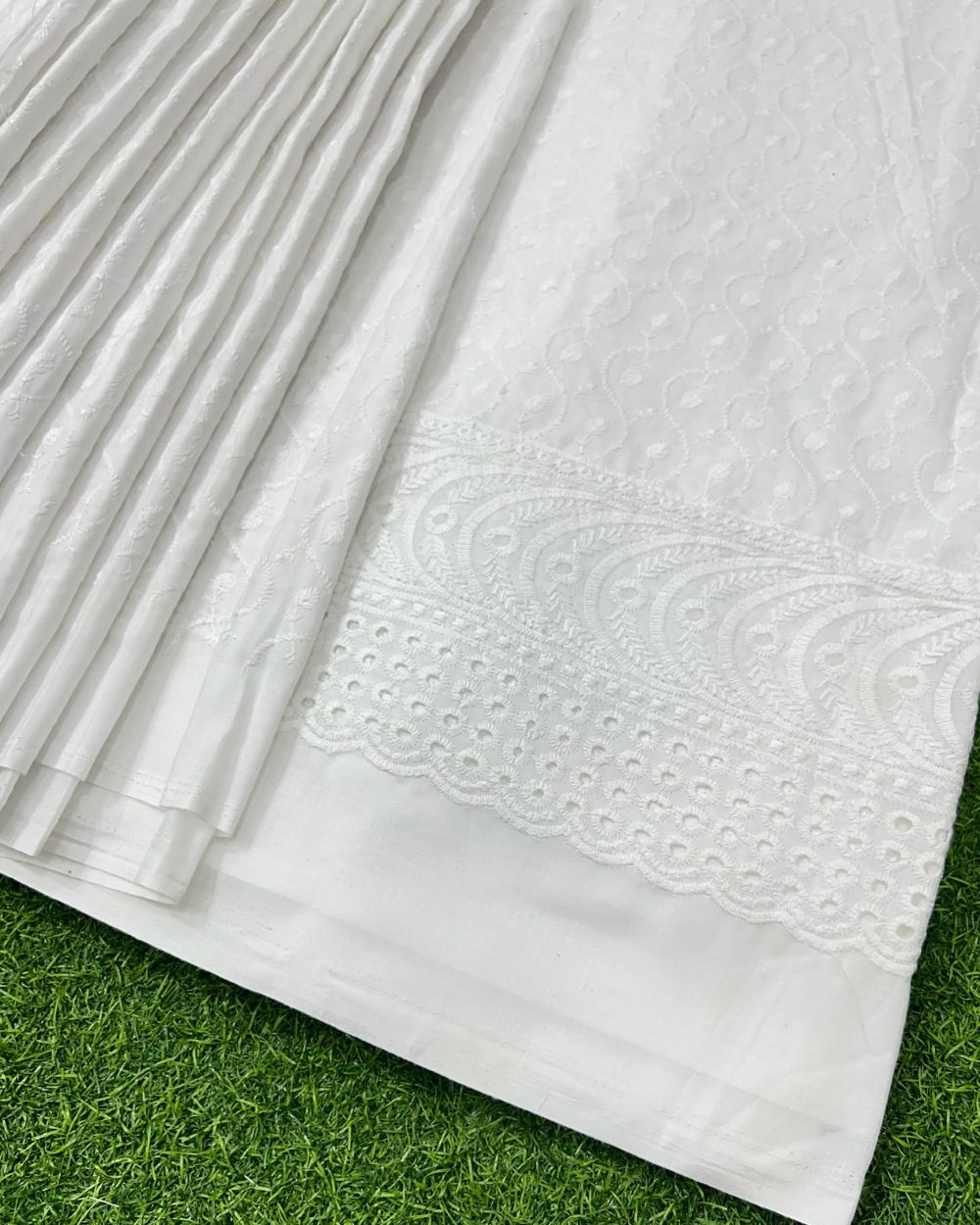 Chikankari Cotton With Border Work White Colour 44 Inches Width