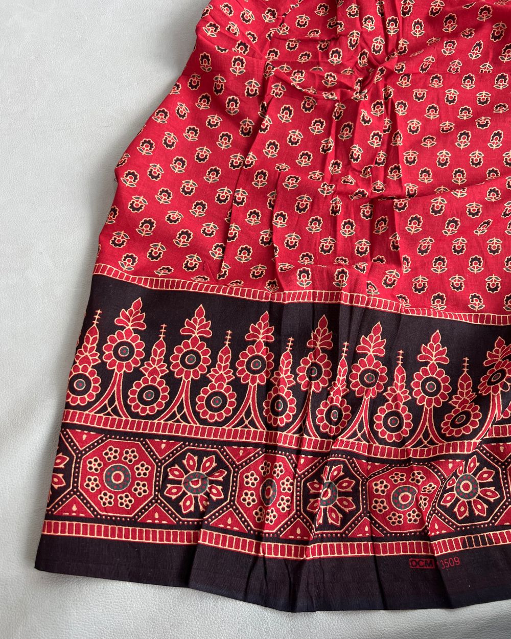 Printed Gujari Cotton with Border Red Colour 42 Inches Width