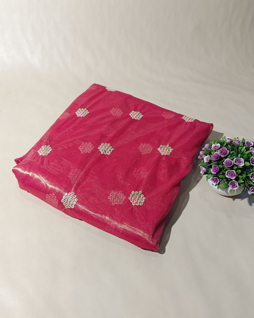 Twill Net Work Pink Colour 46 Inches Width