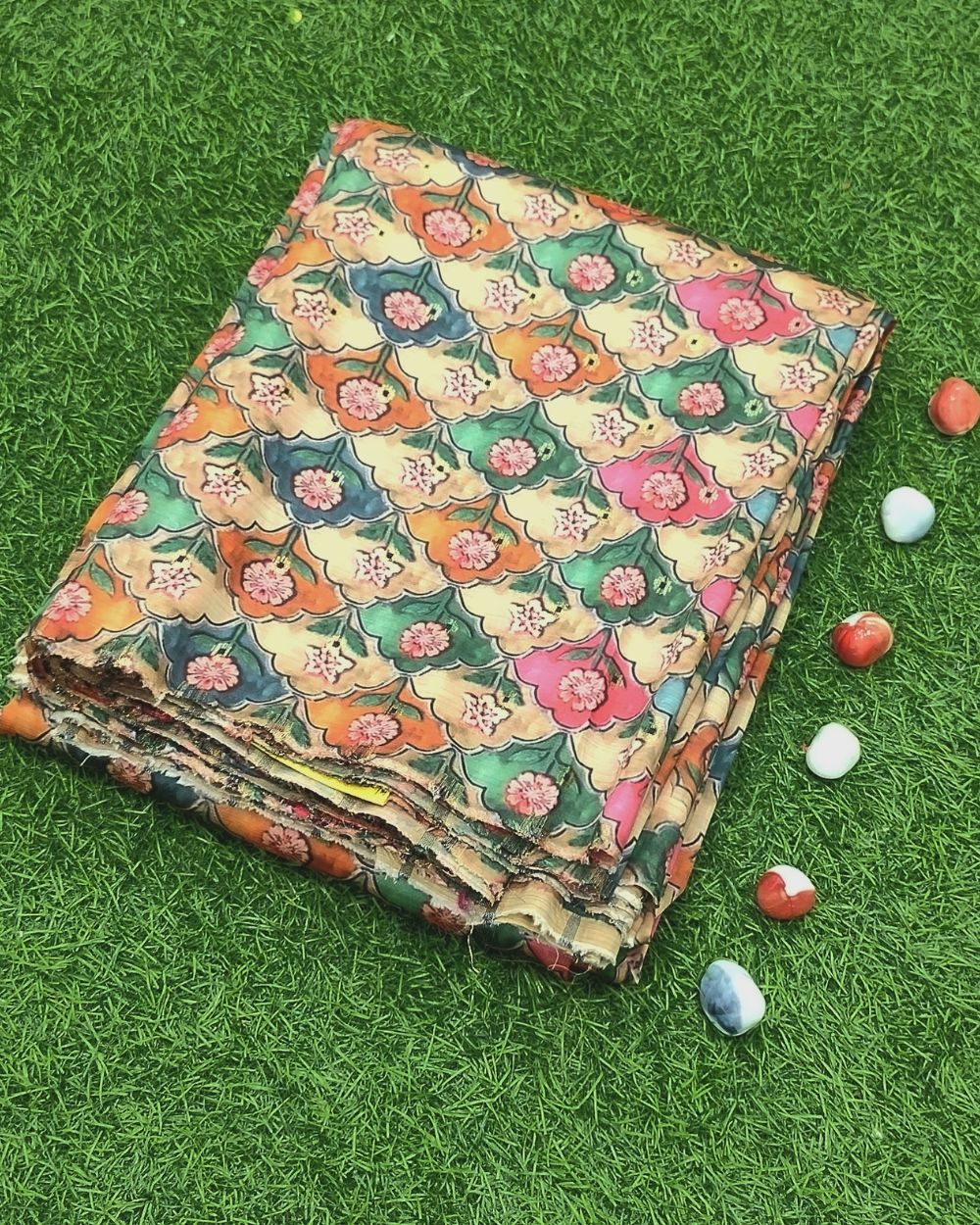 Printed Bamboo Silk Multicolor 54 Inches Width