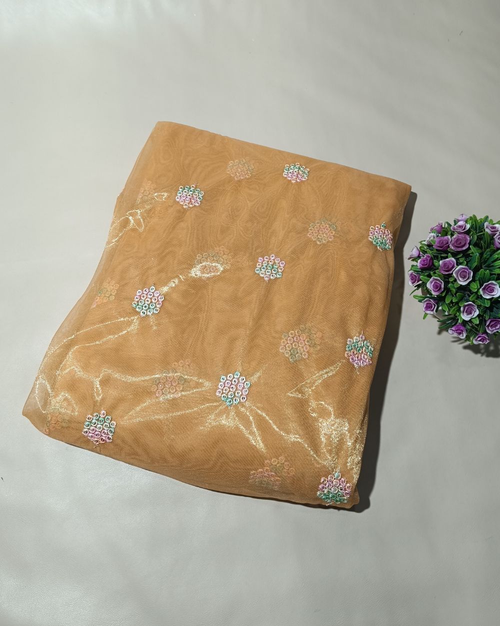 Twill Net Work Shimmer Gold Colour 46 Inches Width