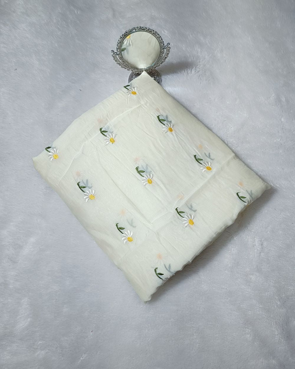 Chanderi Mal Cotton with Thread Work Off White Colour 43 Inches Width