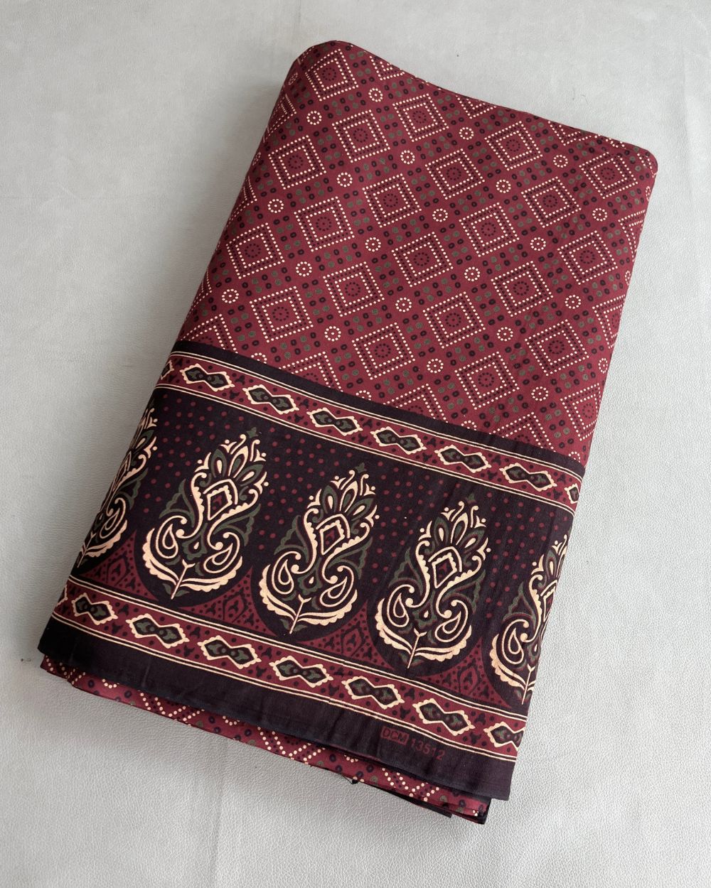 Printed Gujari Cotton with Border Maroon Colour 42 Inches Width