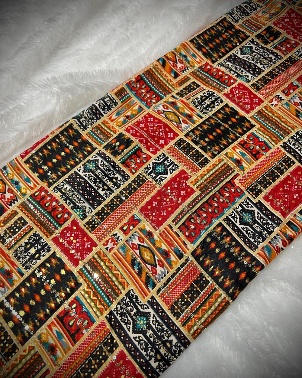Rayon Sequin Work Multicolor 44 Inches Width