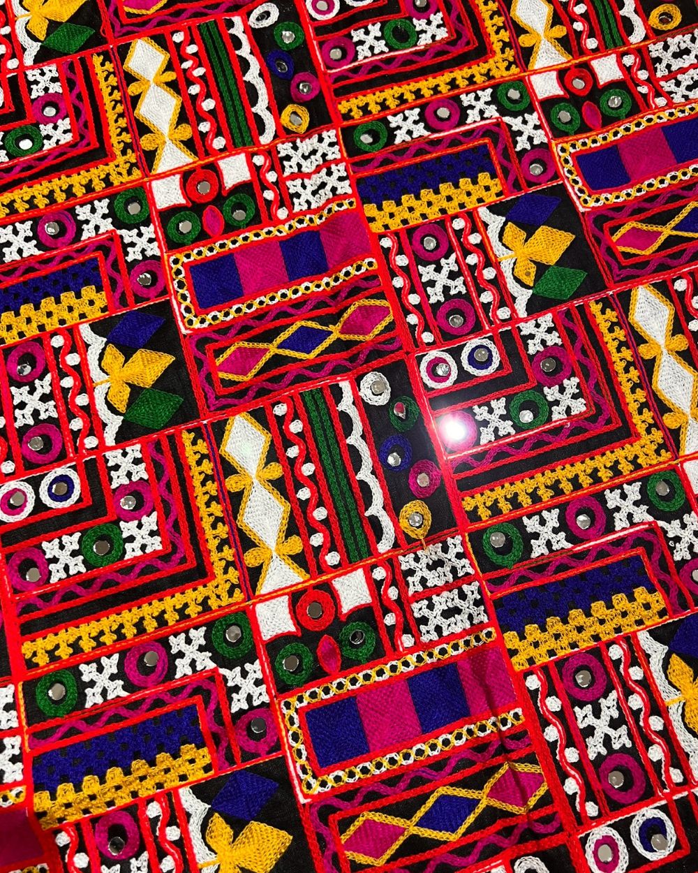 Mulberry Gamthi(Rajasthani) Work Black(Multicolor) 45 Inches Width