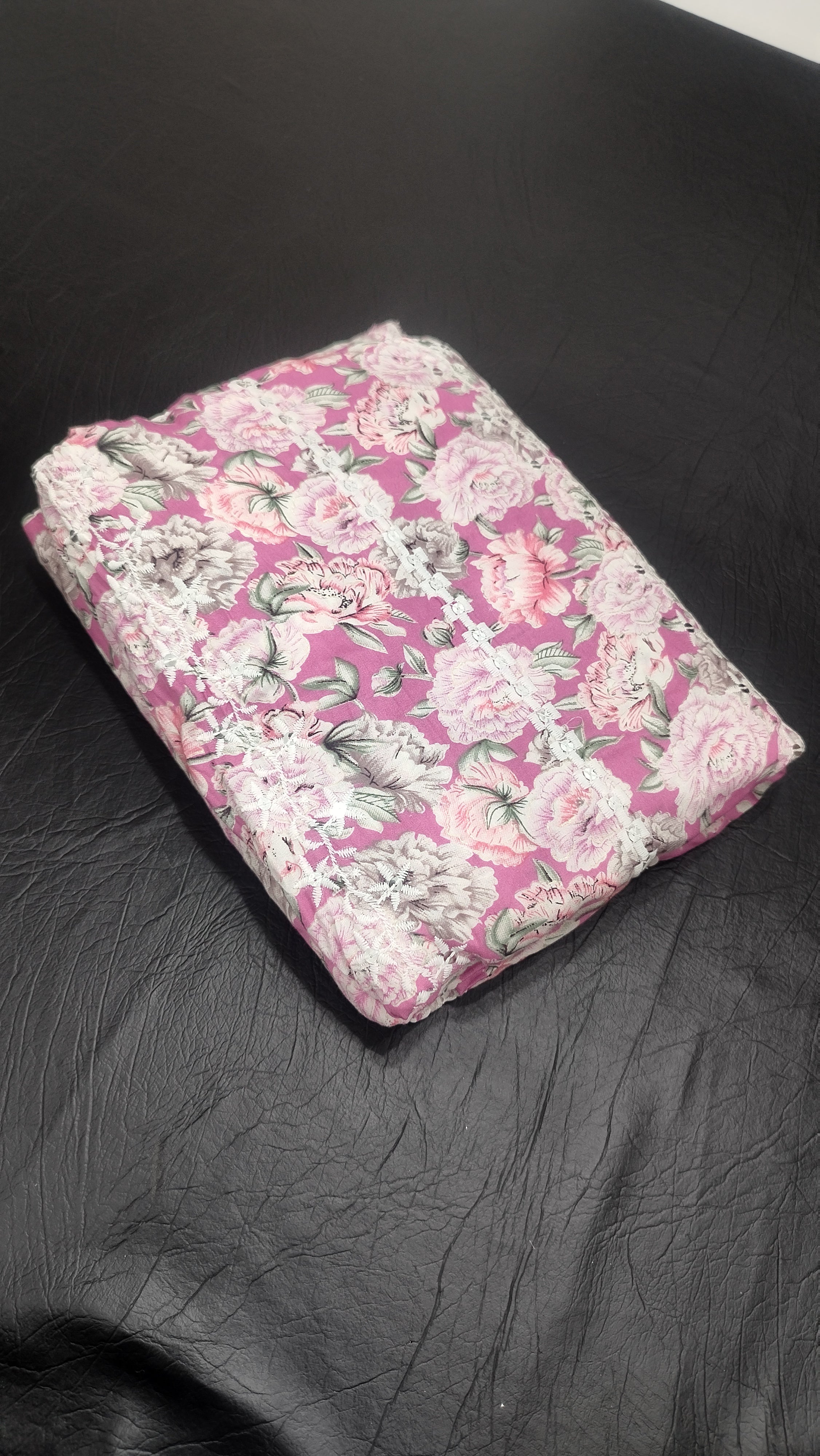 Rayon Chikan Work Pink Colour 42 inches width