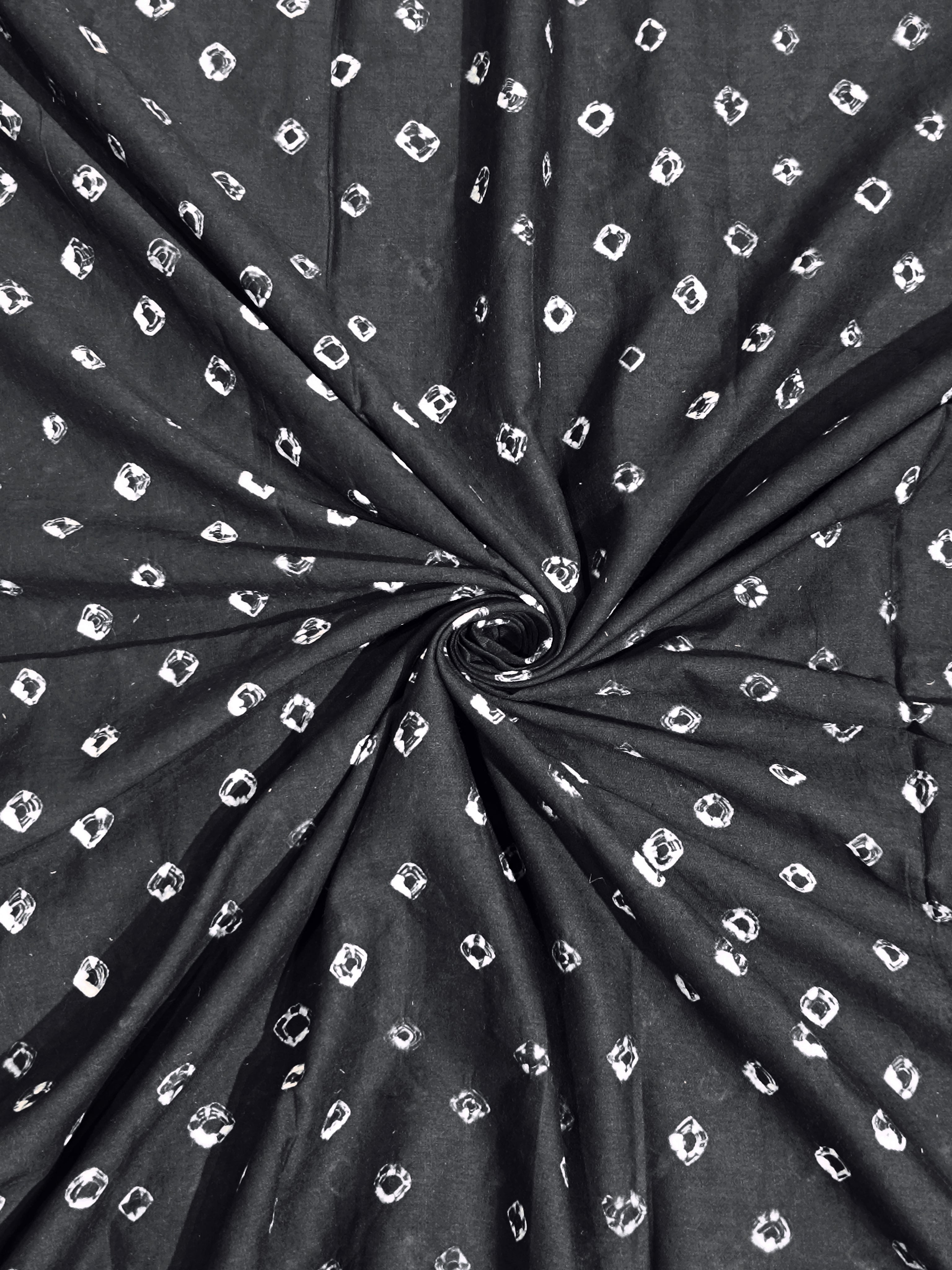 Pure Soft Cotton Bandhani Print Black Colour 44 Inches Width