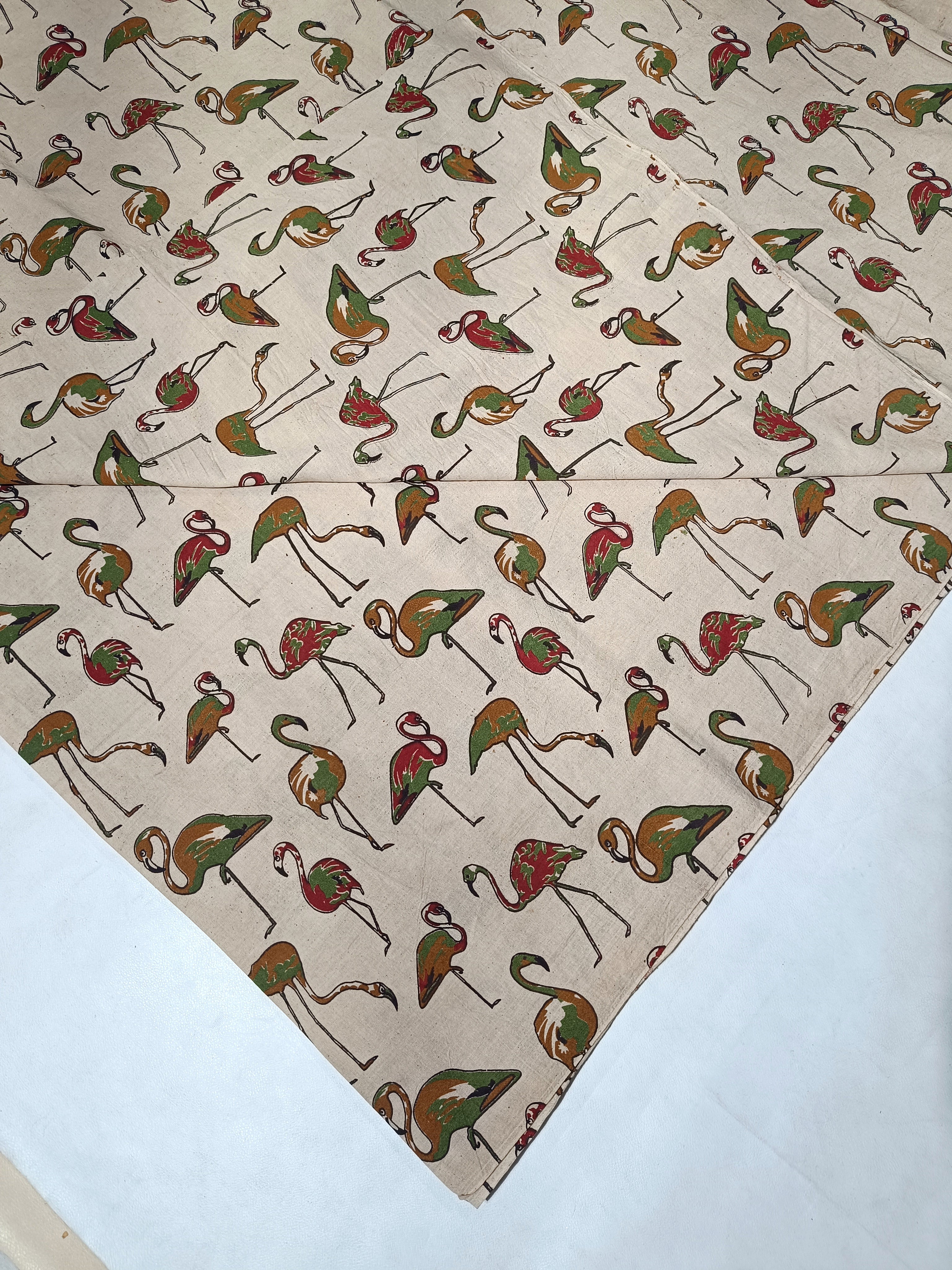 Hand Block Printed Cotton Kalamkari Off White Colour 46 Inches Width