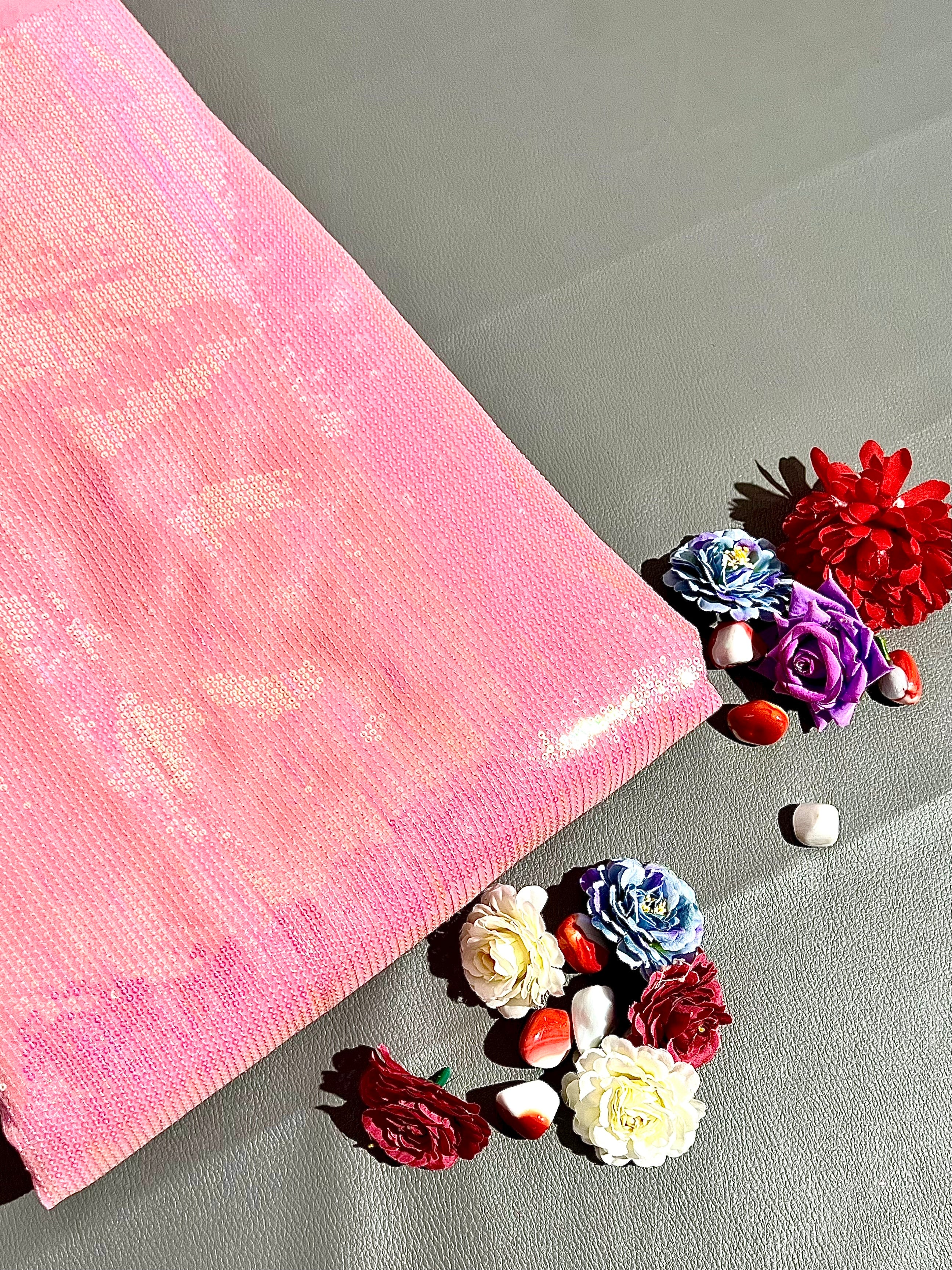 Georgette Sequin Work Candlelight Peach 44 Inches Width