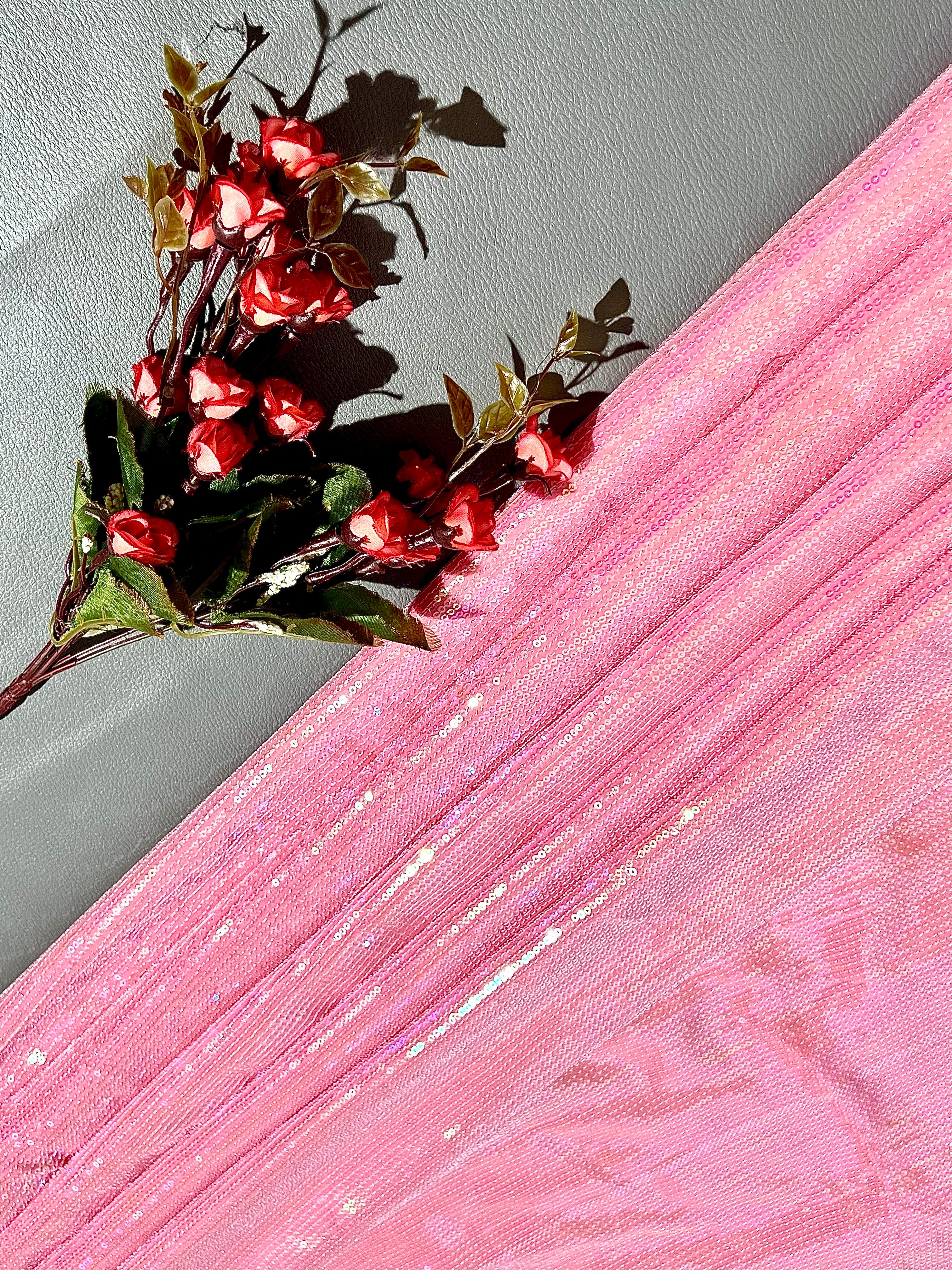 Georgette Sequin Work Candlelight Peach 44 Inches Width