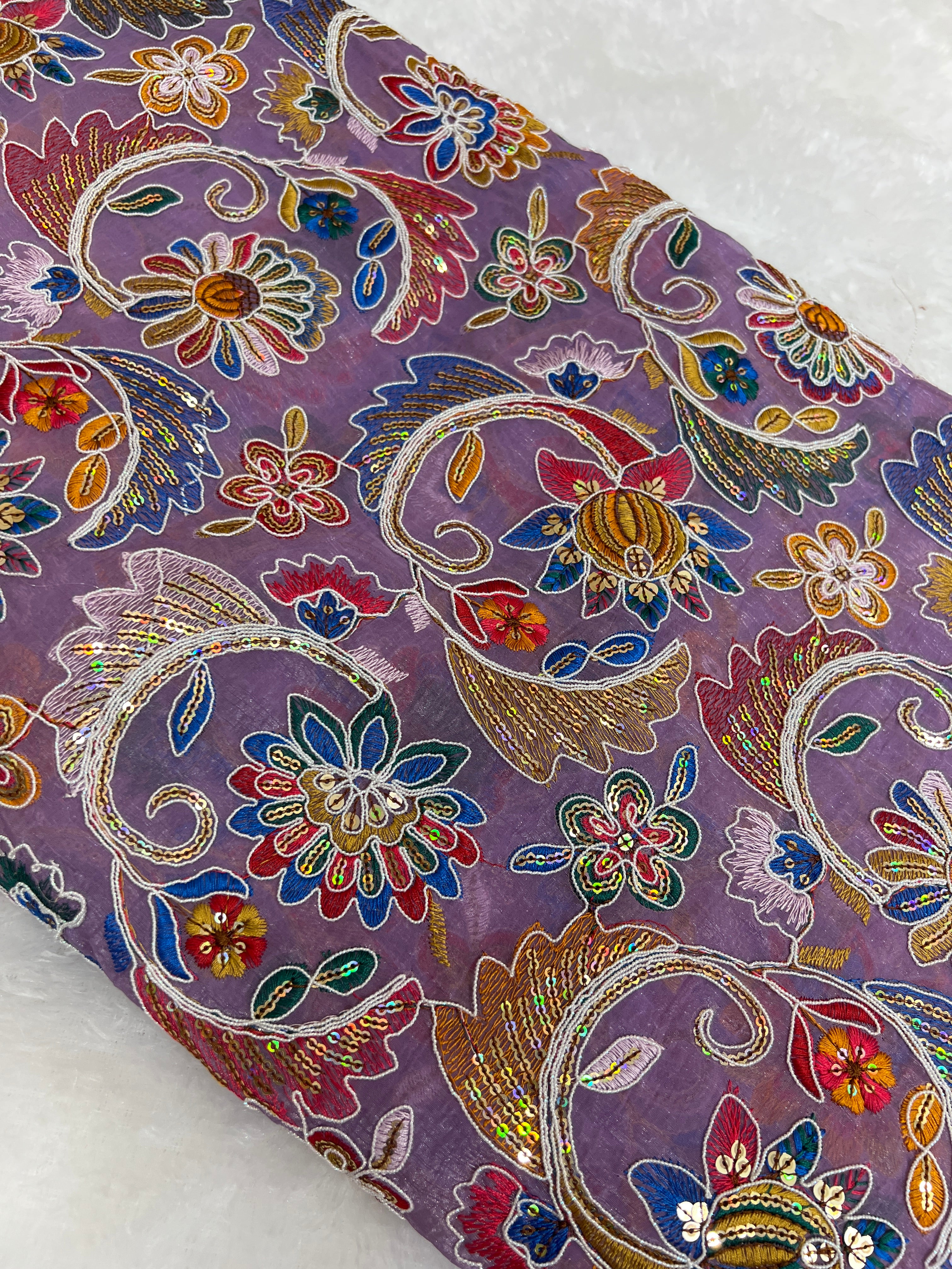 Gold Crush Work Lavender Colour 45 Inches Width