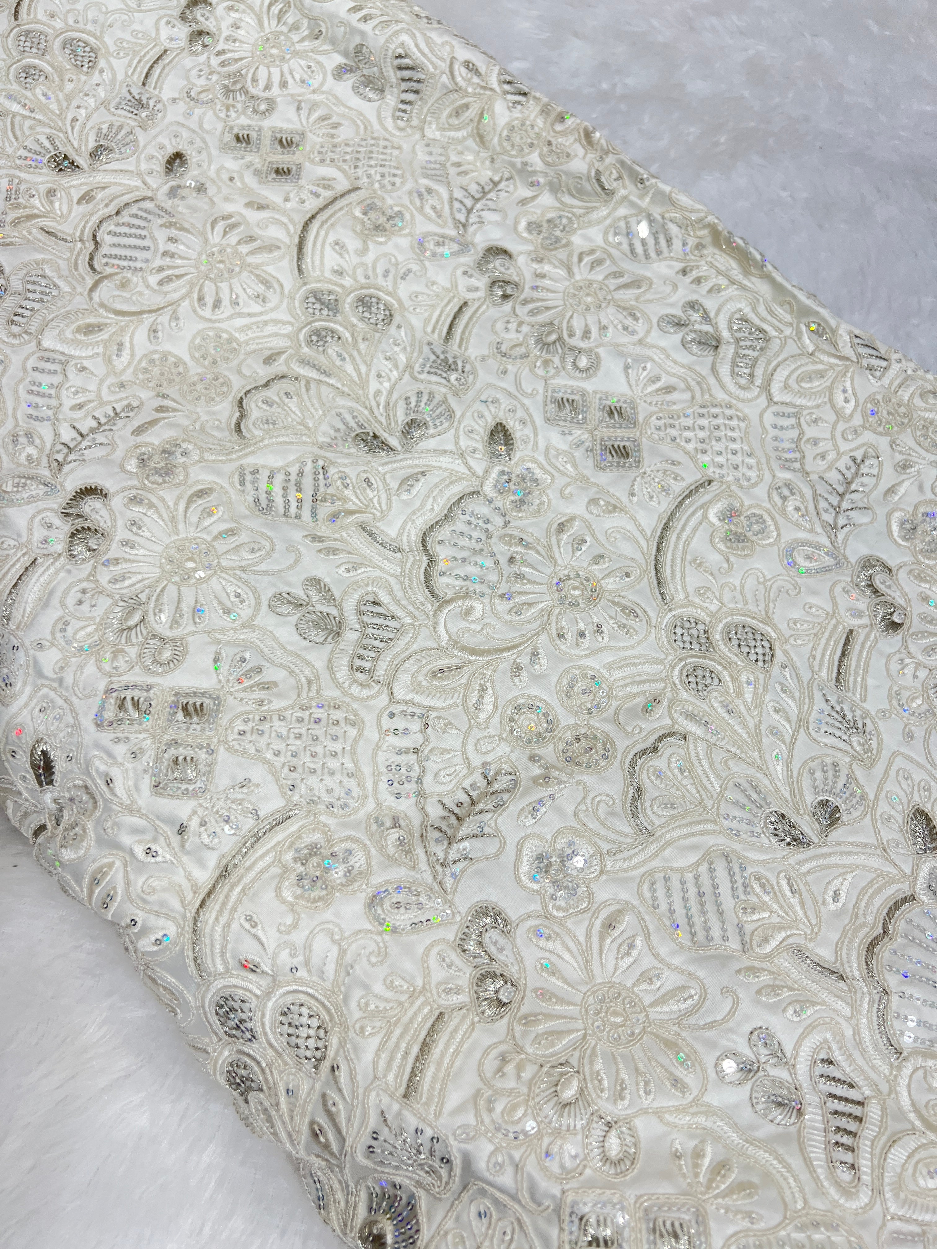 Malai Silk Work White Colour 56 Inches Width