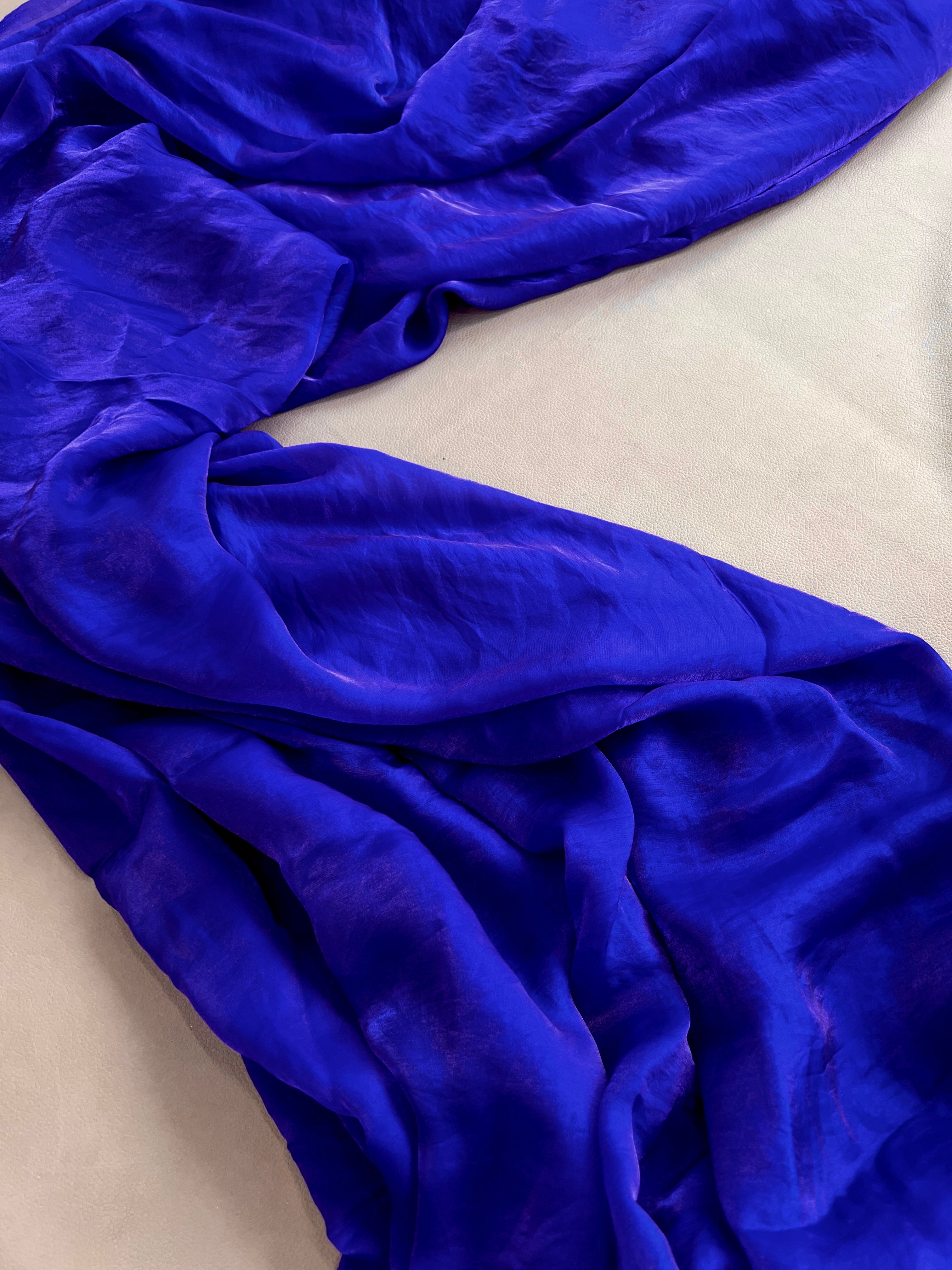 Space Satin Silk Saree Without Blouse Royal Blue Colour 44 Inches Width