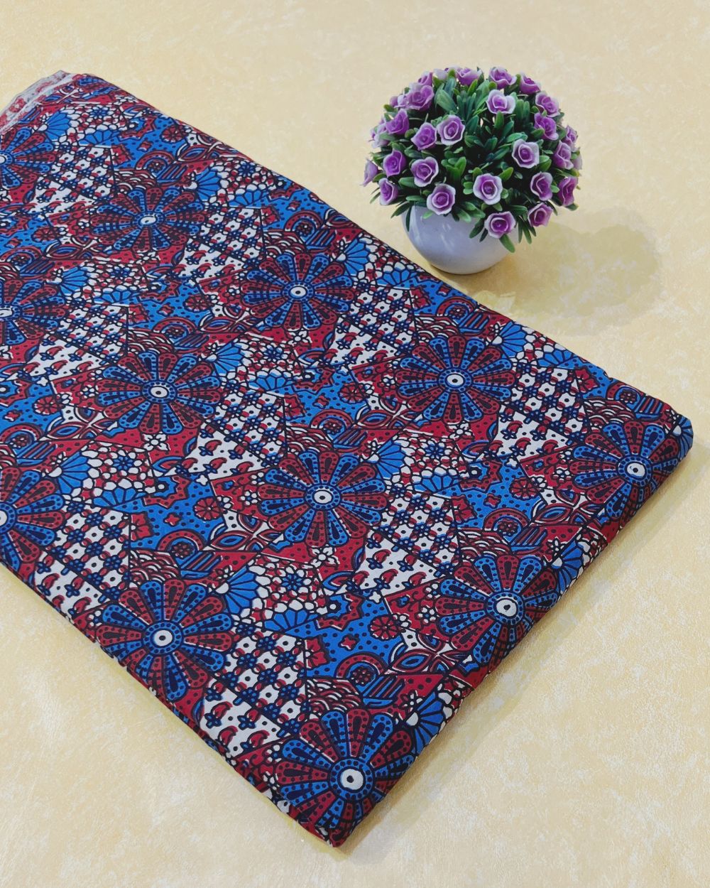 Ajrakh Cotton Natural Dye Block Printed Blue Colour 42 Inches Width