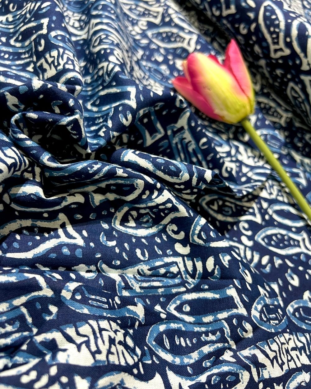 Printed Cotton Indigo Blue Colour 44 Inches Width