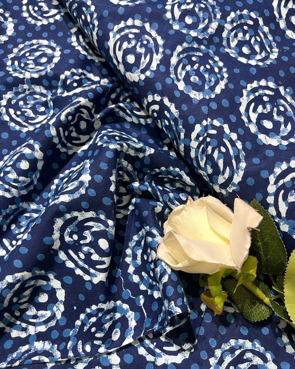 Printed Cotton Indigo Blue Colour 44 Inches Width