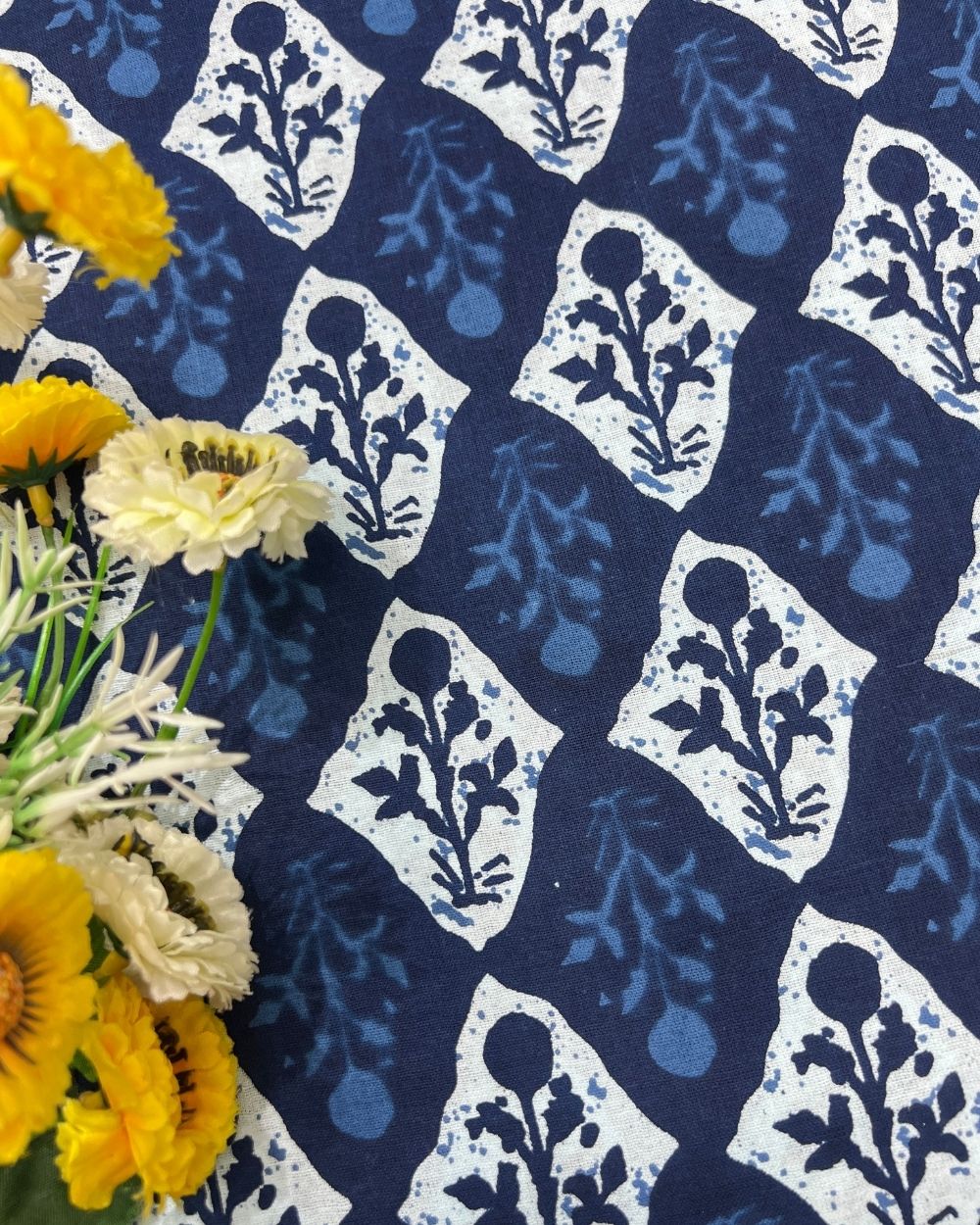 Printed Cotton Indigo Blue Colour 44 Inches Width