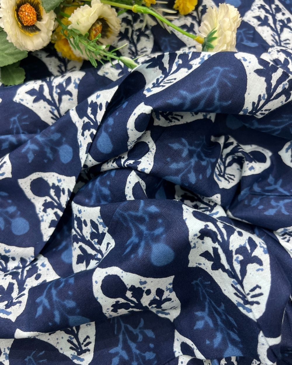 Printed Cotton Indigo Blue Colour 44 Inches Width