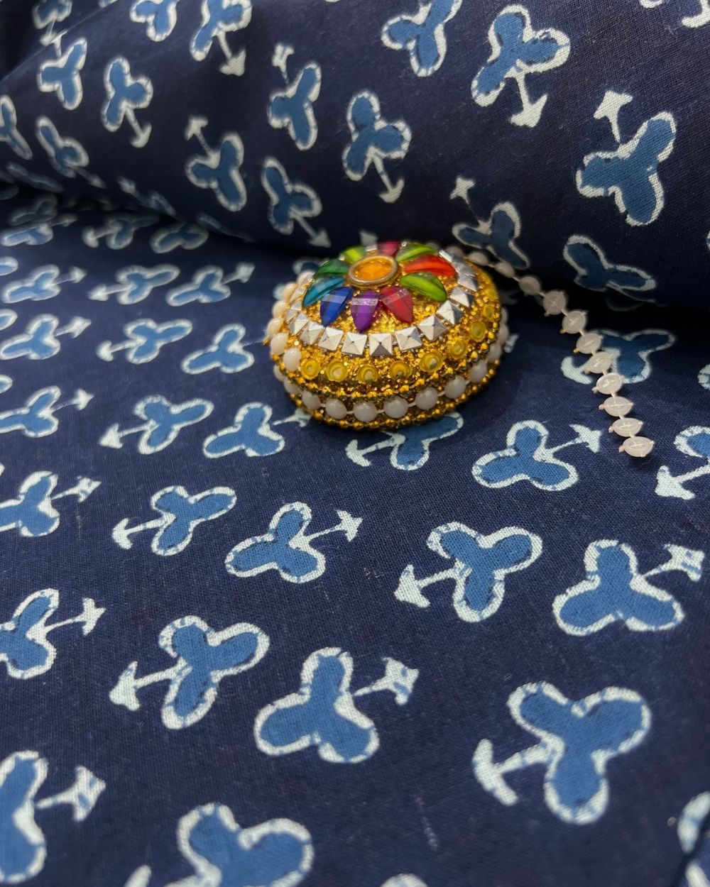 Printed Cotton Indigo Blue Colour 44 Inches Width