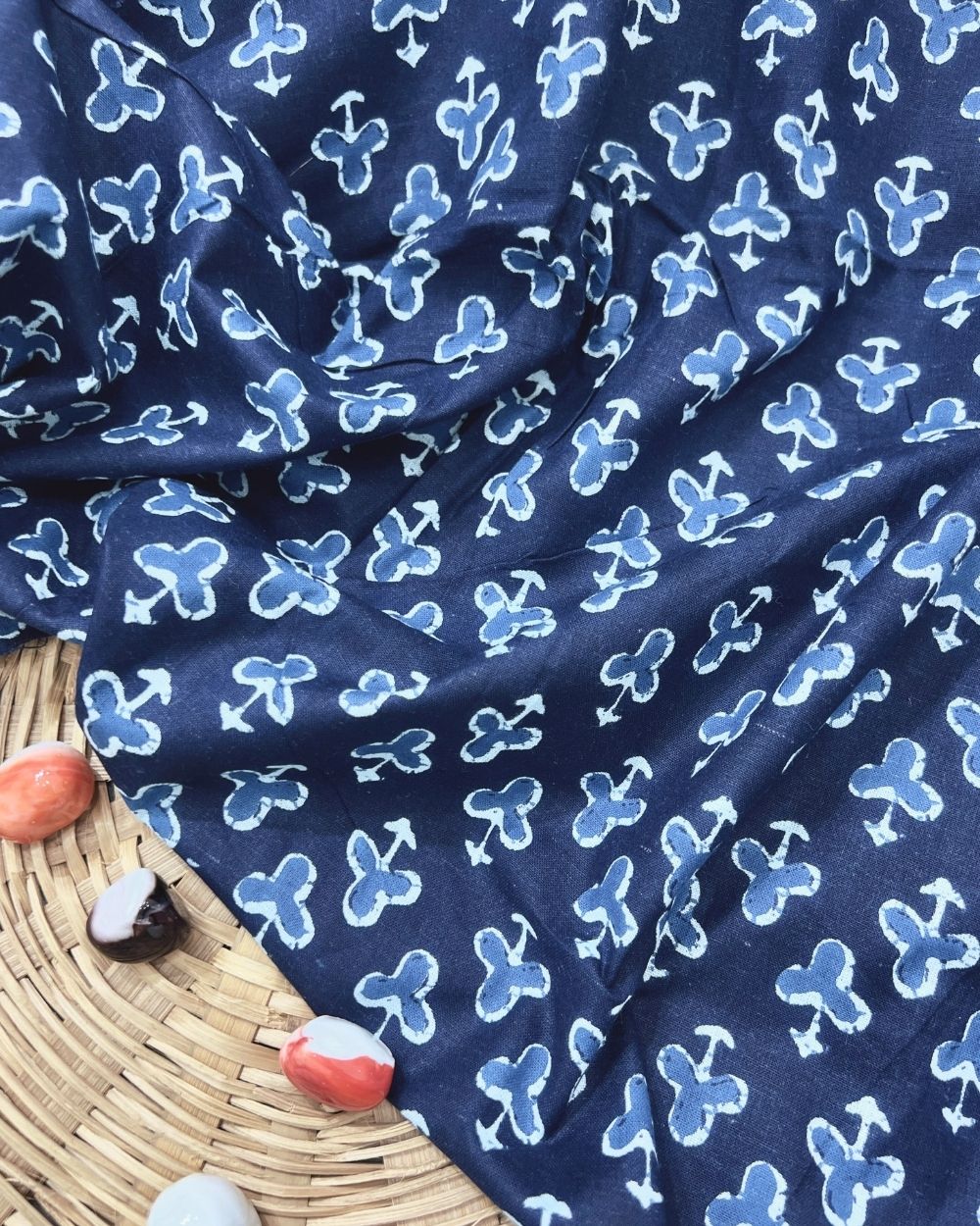 Printed Cotton Indigo Blue Colour 44 Inches Width