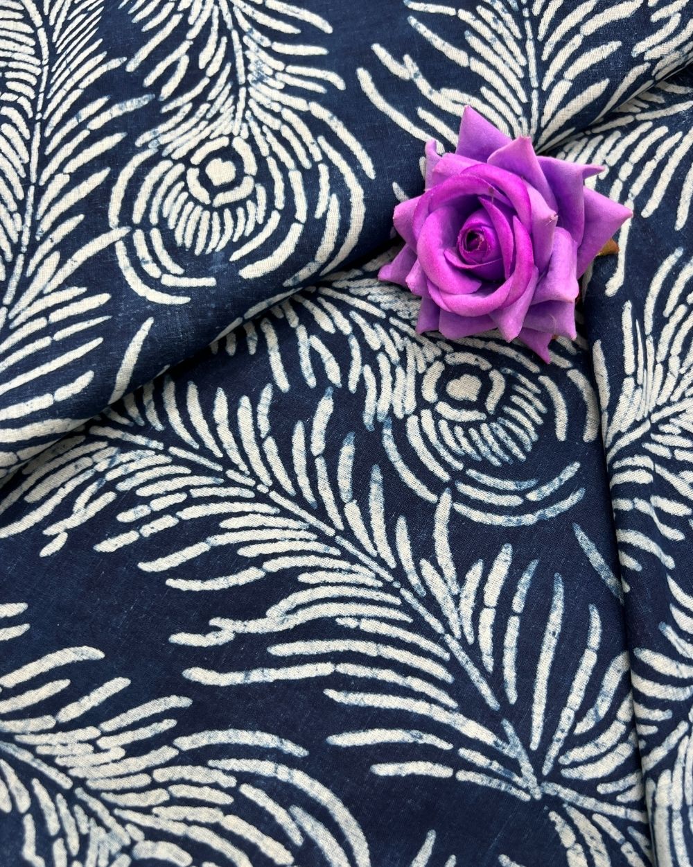 Hand Block Printed Cotton Indigo Blue Colour 44 Inches Width