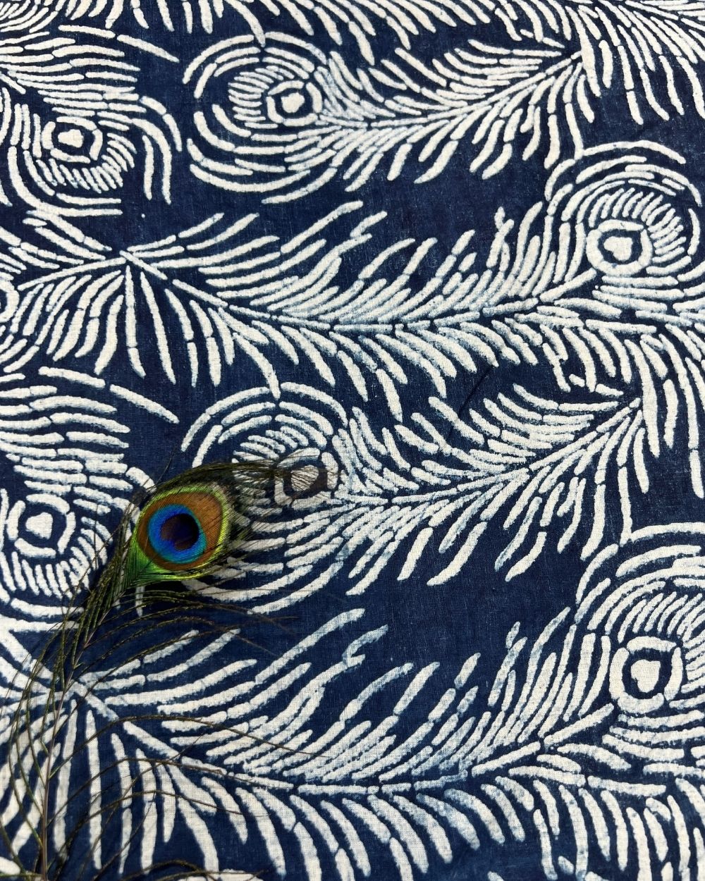 Hand Block Printed Cotton Indigo Blue Colour 44 Inches Width