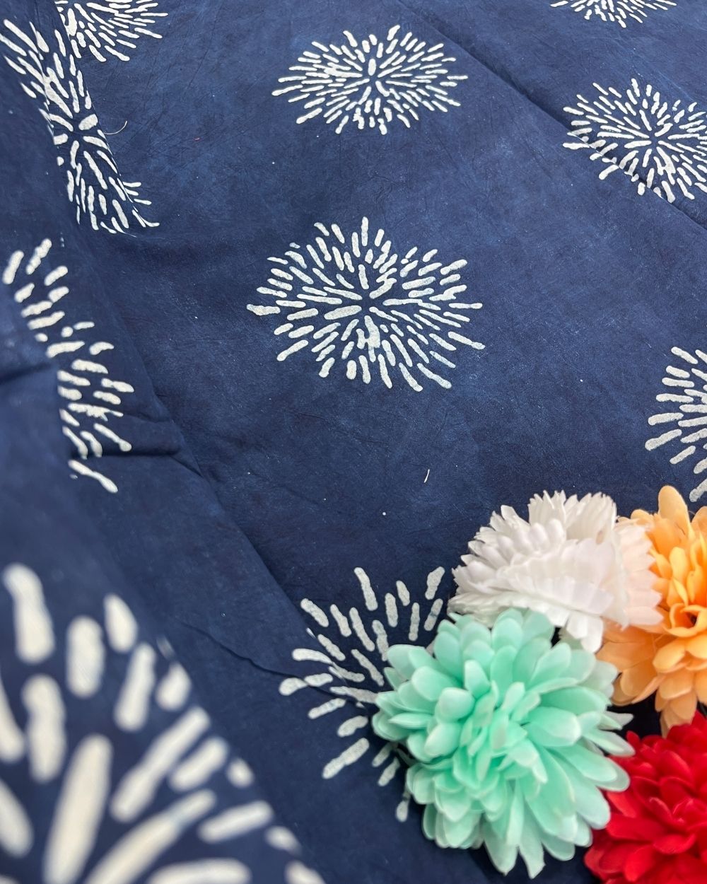 Hand Block Printed Cotton Indigo Blue Colour 44 Inches Width