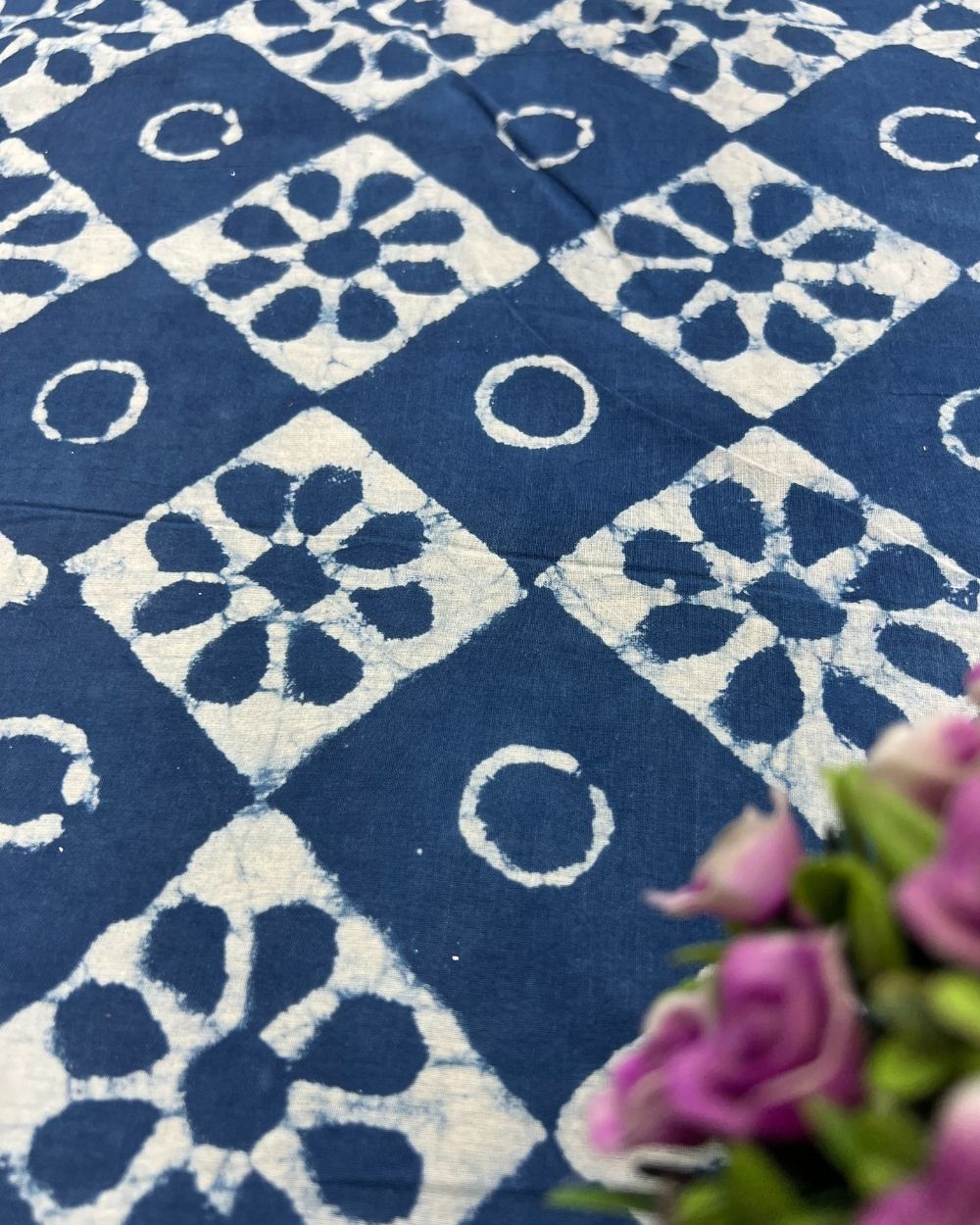 Hand Block Printed Cotton Indigo Blue Colour 44 Inches Width