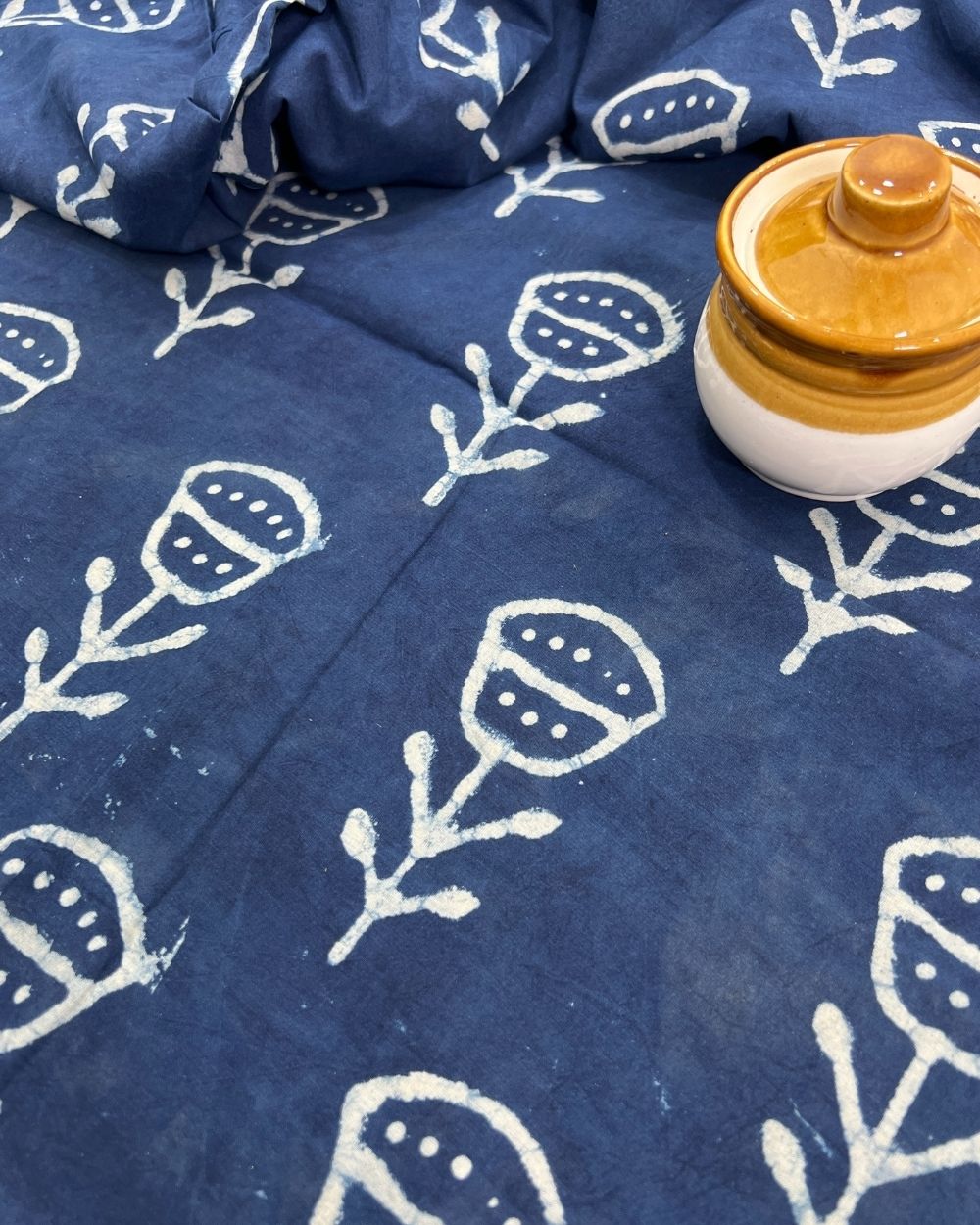 Hand Block Printed Cotton Indigo Blue Colour 44 Inches Width